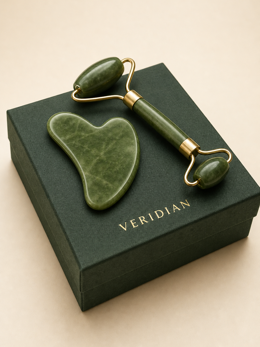 Veridian Jade Gua Sha + Roller Set