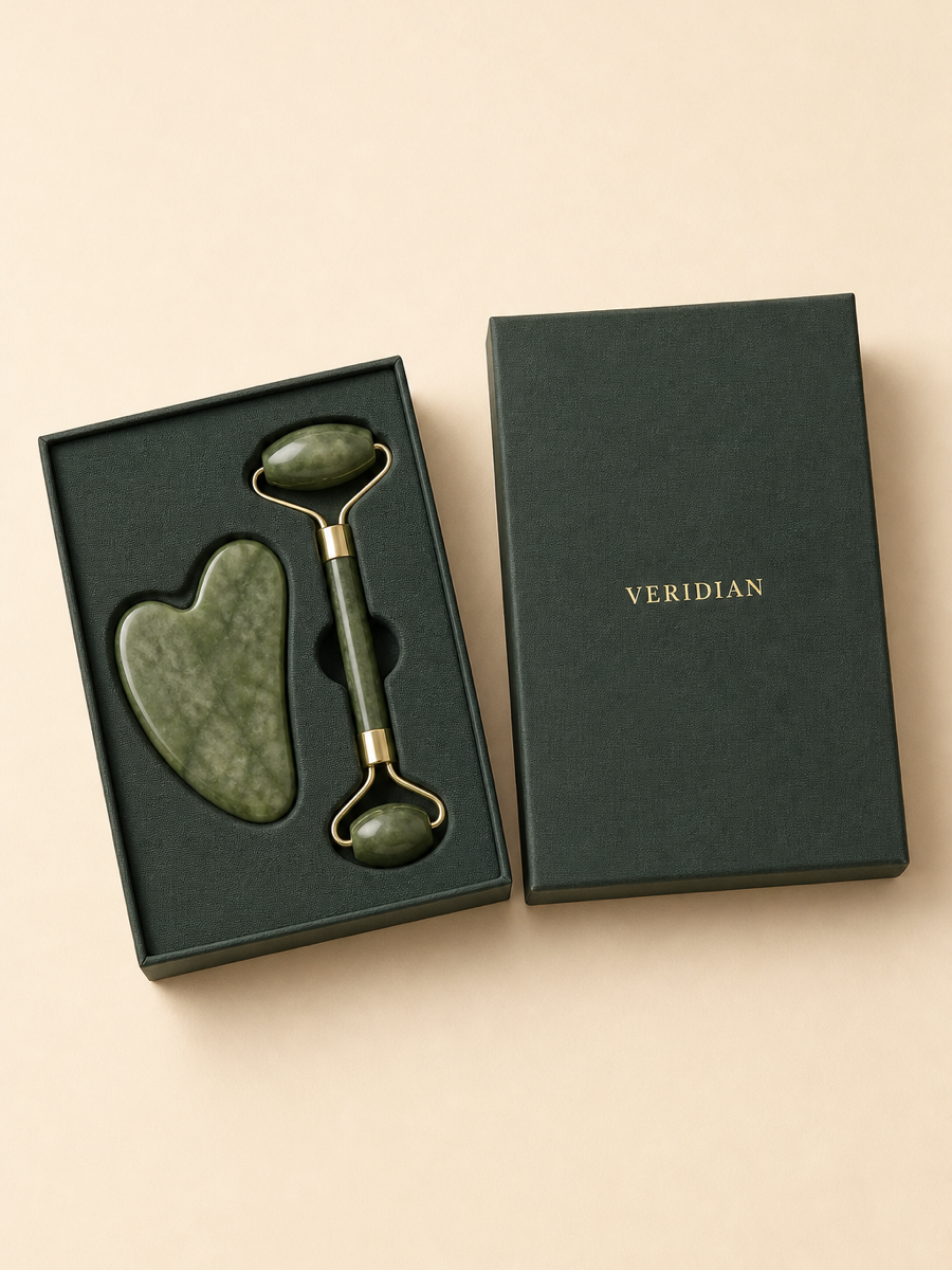 Veridian Jade Gua Sha + Roller Set