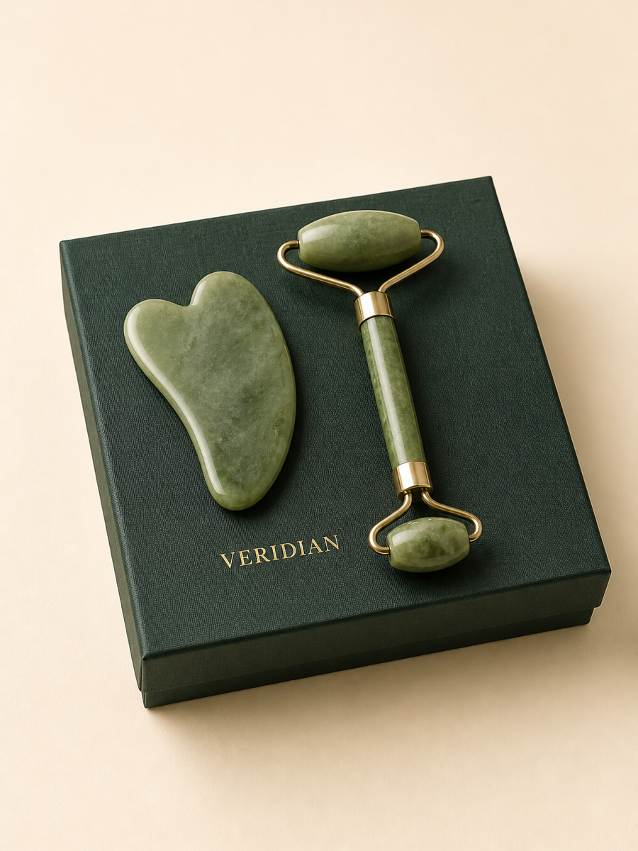 Veridian Jade Gua Sha + Roller Set
